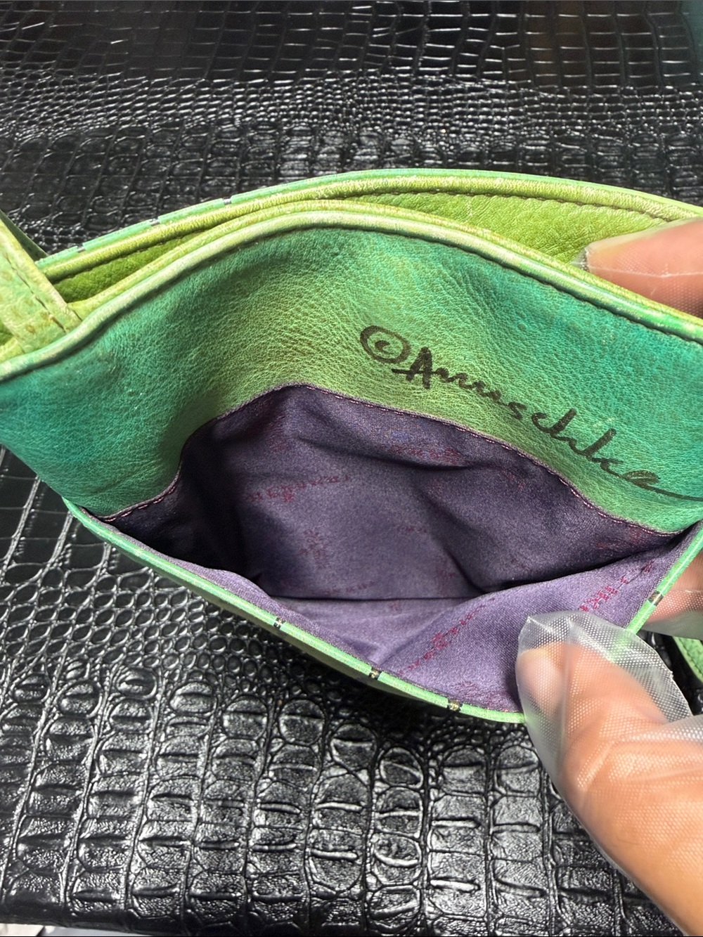 Anuschka Green Hand-Painted Floral & Butterfly Crossbody - Picture 9 of 16